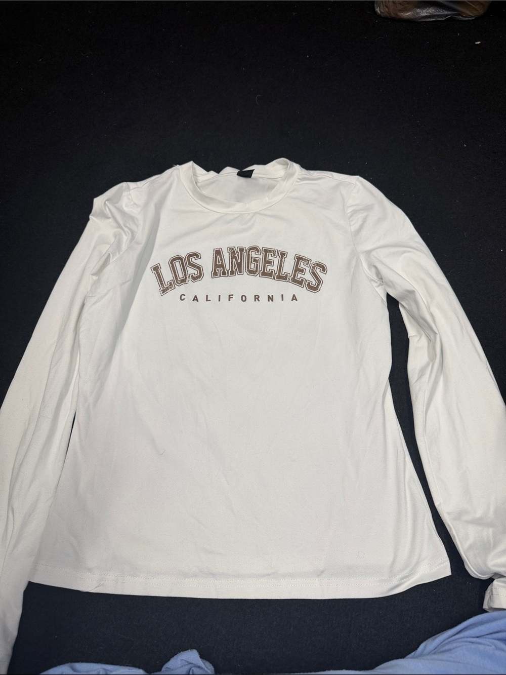 SHEIN White Long Sleeve 'Los Angeles California' Graphic Tee
